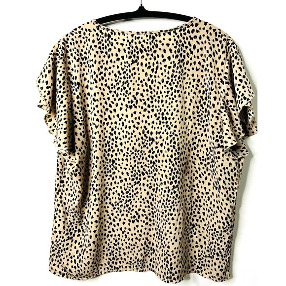 Shein Womens XXL Leopard Print V-Neck Blouse With Ruffle Sleeves Lightweight & S - Picture 2 of 4